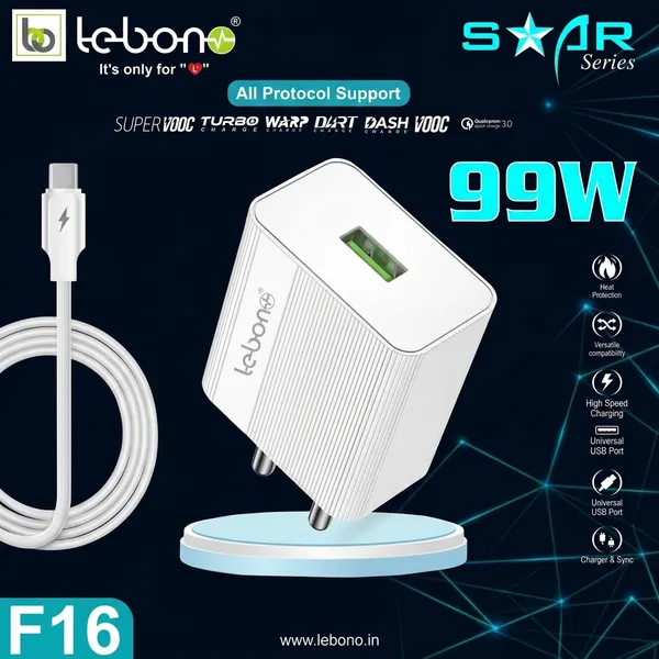 Lebono_Star_Series_F16_99W_Type-C_Fast_Charger_With_Cable
