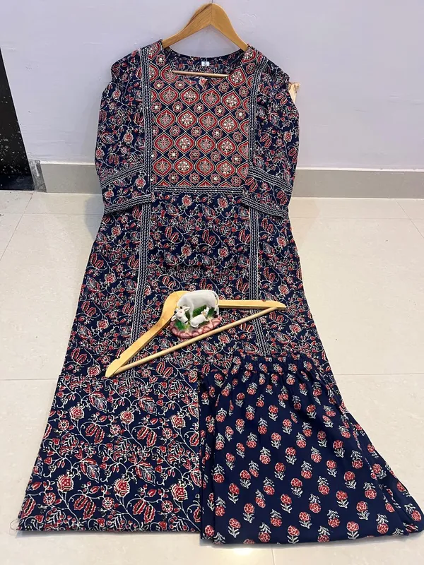 Navy_Blue_Ajrakh_Printed_Kurta_Pant_Dupatta_Set