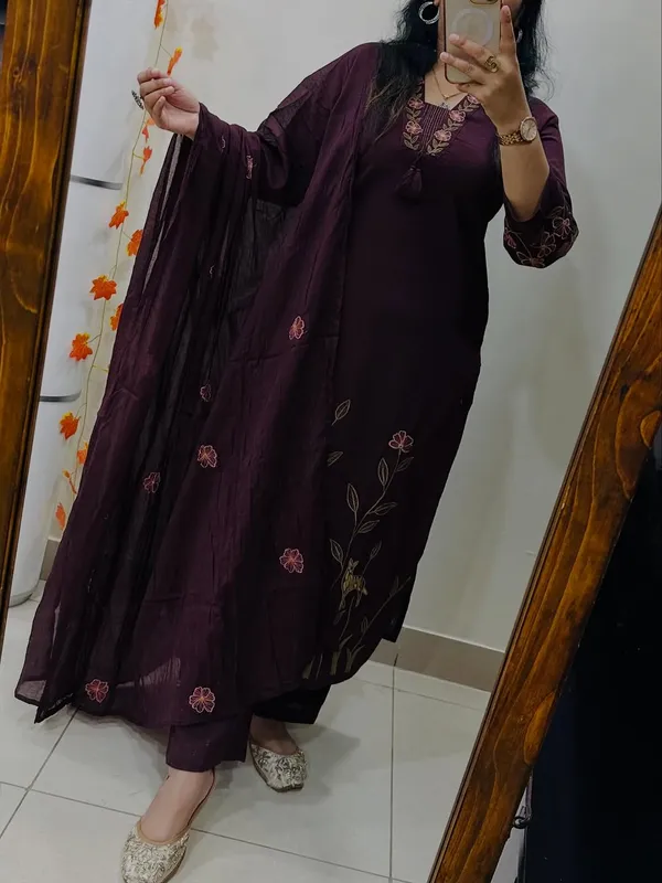 Royal_Wine_Embroidered_Kurta_Set_with_Dupatta