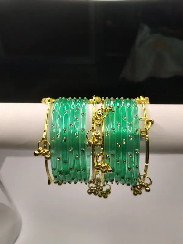 Light_Green_Gold_Enamel_Kashmiri_Bangle_Set_For_Women