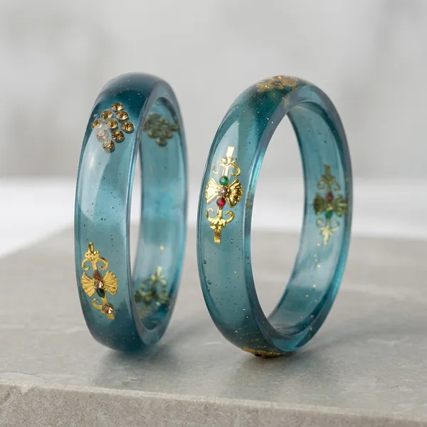 Turquoise_Resin_Floral_Gold_Embellished_Bangle_Set_For_Women