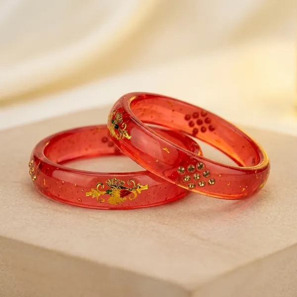 Red_Resin_Gold_Dragon_Motif_Embellished_Bangle_Set_For_Women