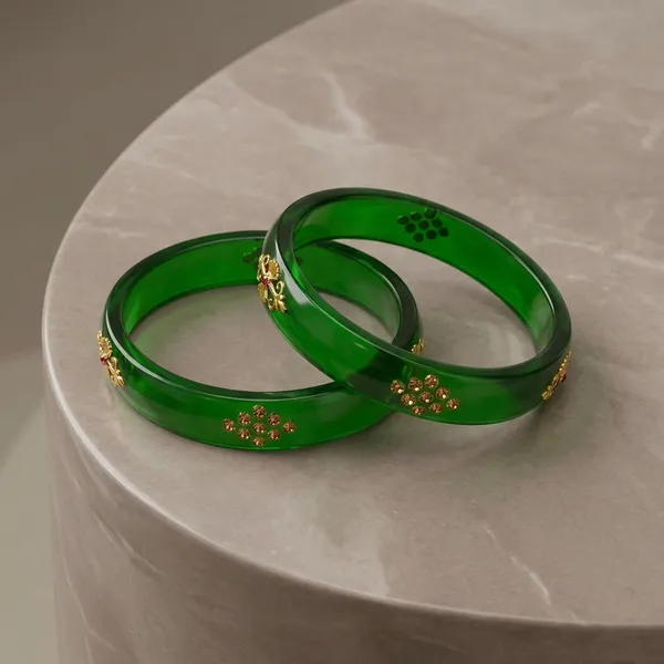 Green_Jade_Fiber_Floral_Gold_Accent_Bangle_Set_For_Women