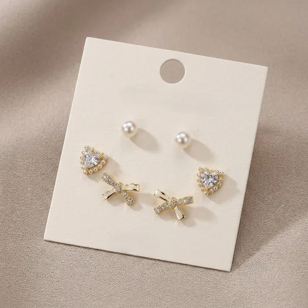 Silver_Pearl_Heart_Bow_Stud_Earring_Set_For_Women