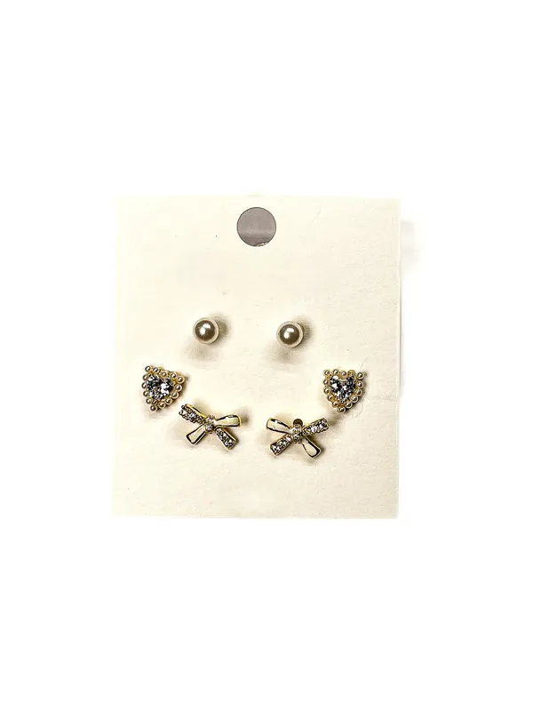 Silver_Pearl_Heart_Bow_Stud_Earring_Set_For_Women