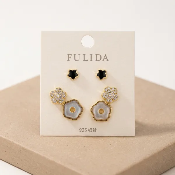 Silver_925_Sterling_Floral_Enamel_Stud_Earring_Set_For_Women