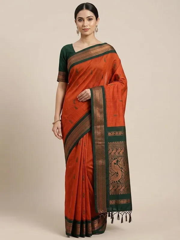 Red_Kalyani_Cotton_Silk_Handloom_Zari_Border_Saree_For_Women