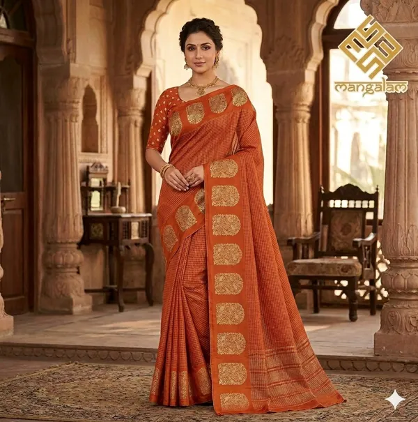 Orange_Mysore_Crepe_Zari_Work_Saree_For_Women
