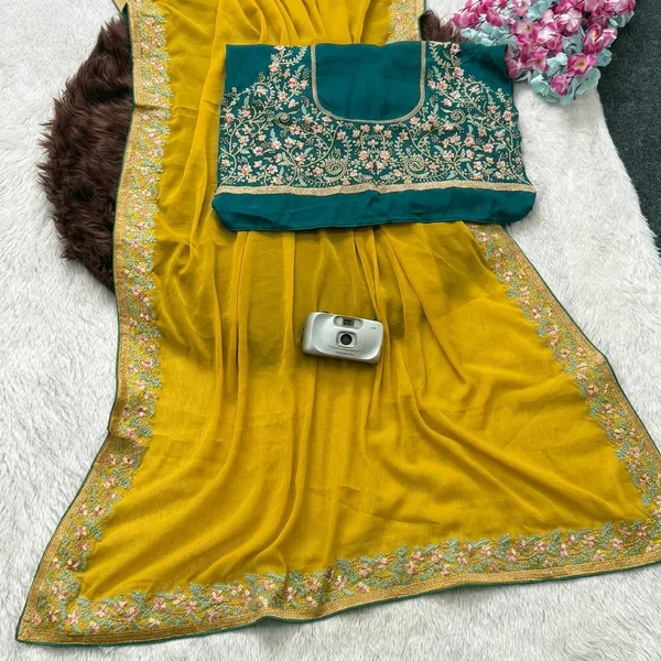 Yellow_Rangoli_Fabric_Sequin_Border_Embroidered_Blouse_Saree_For_Women