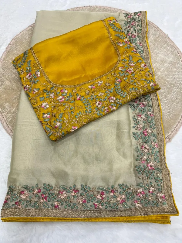Off-White_Yellow_Rangoli_Embroidered_Organza_Saree_For_Women