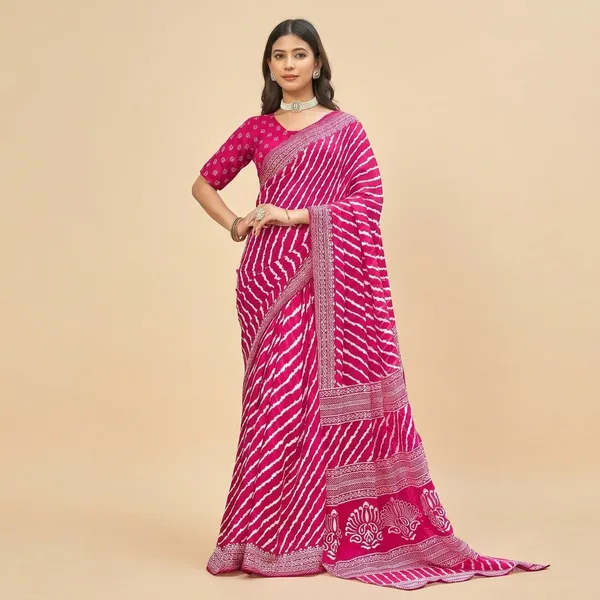 Pink_Pure_Dull_Moss_Bandhani_Print_Saree_For_Women