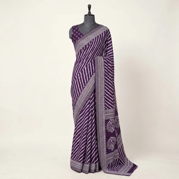 Purple_Dull_Moss_Bandhani_Silver_Gota_Patti_Saree_For_Women