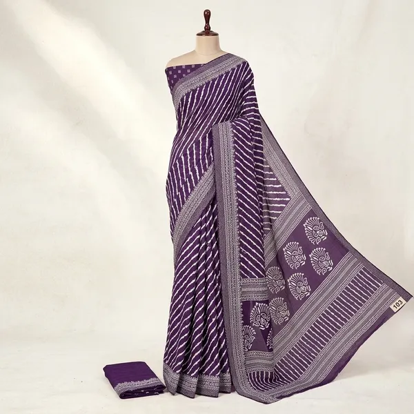 Purple_Dull_Moss_Bandhani_Silver_Gota_Patti_Saree_For_Women