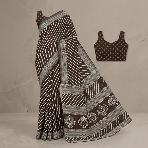Black_Pure_Dull_Moss_Leheriya_Print_Saree_For_Women