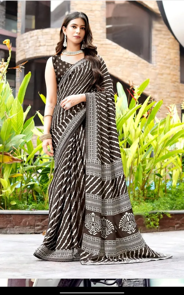 Black_Pure_Dull_Moss_Leheriya_Print_Saree_For_Women
