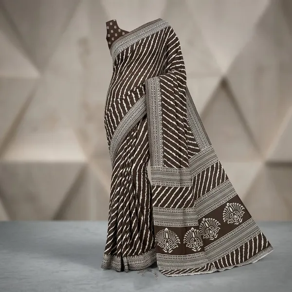 Black_Pure_Dull_Moss_Leheriya_Print_Saree_For_Women