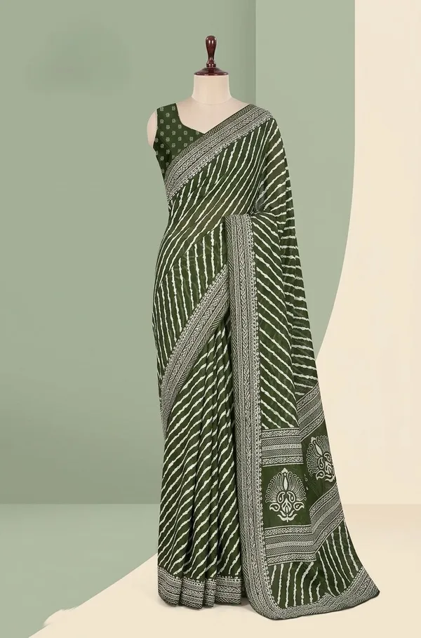Olive_Green_Dull_Moss_Bandhani_Silver_Zari_Saree_For_Women