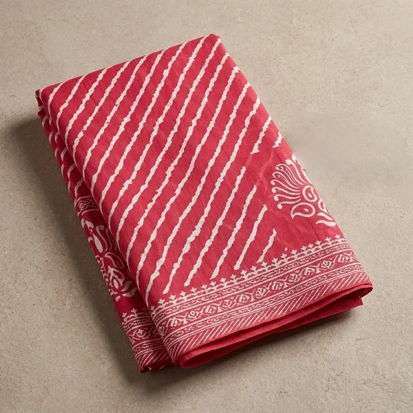 Pink_Dull_Moss_Leheriya_Print_Zari_Border_Saree_For_Women
