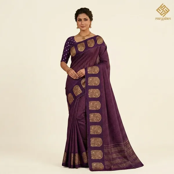 Magenta_And_Purple_Mysore_Crepe_And_Mysore_Crepe_Golden_Zari_Work_Saree_For_Women_Pack_Of_2