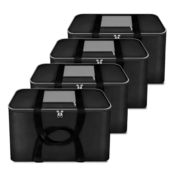 Clairs_Underbed_Storage_Bag_Moisture_Proof_Cloth_Organiser_Big_Underbed_Storage_Bag_With_Zippered_Closure_And_Handle_(Black_Red,_54X46X28Cm)_(Pack_Of_4,_Grey_Black)