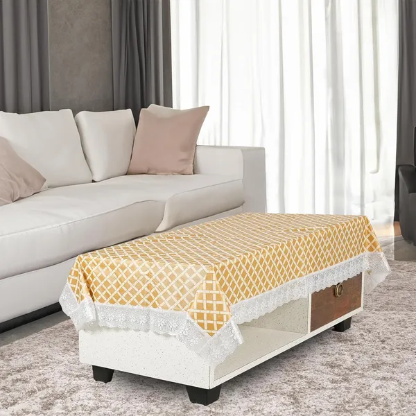 Agroha_PVC_Printed_4_Seater_Dining_Table_Cover_40x60_inches_Anti-Slip,_Waterproof,_Spill_Proof,_Elegant_Lace_Borders,_Strength_Backing_(Golden_Check,_40x60)