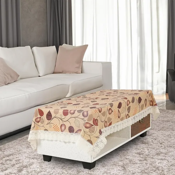 Agroha_PVC_Printed_4_Seater_Dining_Table_Cover_40x60_Inches_Anti-Slip,_Waterproof,_Spill_Proof,_Elegant_Lace_Borders,_Strength_Backing_(Golden_Floral_Print,_40x60)