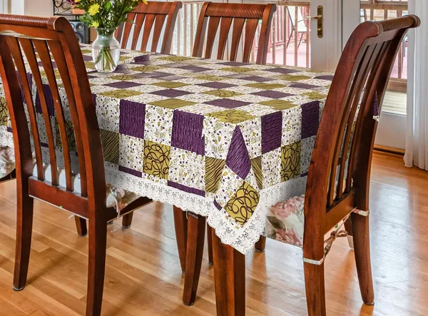 Agroha_Dining_Table_Cover,_PVC_Waterproof_Tablecloth,_Floral_Print_Design,_Rectangular,_54x78_Inches,_6_Seater,_Anti_Slip_Table_Mat_(Multicolor_Check,_54x78_Inches)