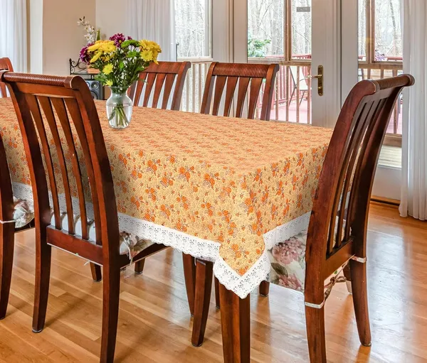 Agroha_Dining_Table_Cover,_PVC_Waterproof_Tablecloth,_Floral_Print_Design,_Rectangular,_54x78_Inches,_6_Seater,_Anti_Slip_Table_Mat_(Orange_Rose,_54x78_Inches)