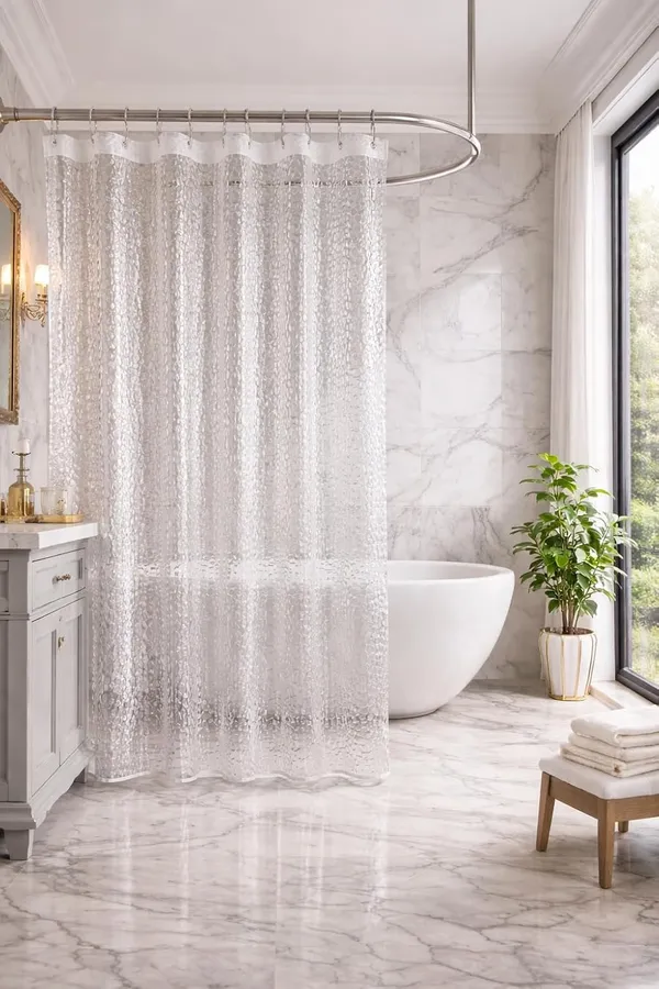 Agroha_Shower_Curtain_10_Feet_|_Waterproof_PVC_Bathroom_Curtain_with_8_Rings_|_Transparent_Stone_Print_Bathtub_Curtain_|_Extra_Long_Bathroom_Liner,_Waterproof_&_Easy_to_Clean_(Transparent,Pack_of_1)
