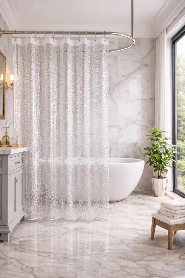 Agroha_Shower_Curtain_8_Feet_|_Waterproof_PVC_Bathroom_Curtain_with_8_Rings_|_Transparent_Stone_Print_Bathtub_Curtain_|_Extra_Long_Bathroom_Liner,_Waterproof_&_Easy_to_Clean_(Transparent,Pack_of_2)