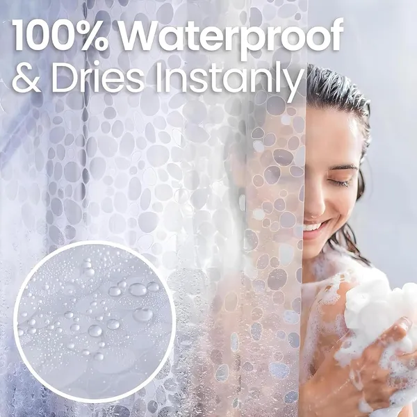Agroha_Shower_Curtain_8_Feet_|_Waterproof_PVC_Bathroom_Curtain_with_8_Rings_|_Transparent_Stone_Print_Bathtub_Curtain_|_Extra_Long_Bathroom_Liner,_Waterproof_&_Easy_to_Clean_(Transparent,Pack_of_2)