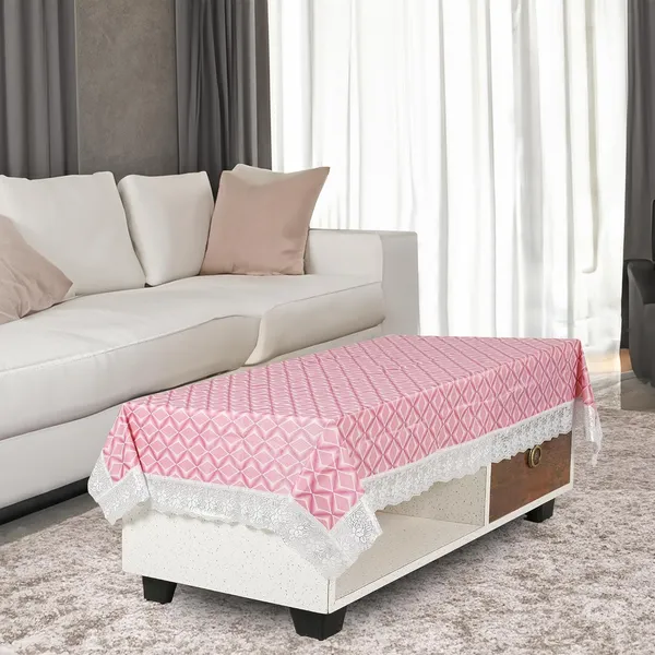 Agroha_PVC_Printed_4_Seater_Dining_Table_Cover_40x60_Inches_Anti-Slip,_Waterproof,_Spill_Proof,_Elegant_Lace_Borders,_Strength_Backing_(Pink_Wave,_40x60)