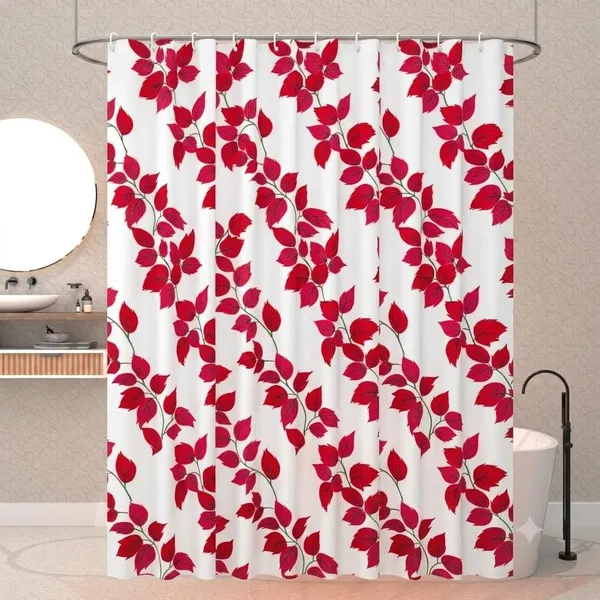 Shower_Curtain_7_Feet_|_Waterproof_PVC_Printed_Bathroom_Curtain_with_8_Rings_|_Transparent_Stone_Print_Bathtub_Curtain_|_Extra_Long_Bathroom_Liner,_Waterproof_&_Easy_to_Clean_(Red_Leaf,Pack_Of_2)