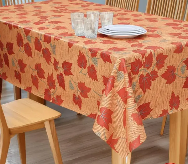 Agroha_Water_Proof_4&6_Seater_dinnging_Table_Cover/PVC_Dining_Table_Protector_�_Waterproof,_dustproof_&_Table_Cover_for_6_Seater_|_PVC_Table_Sheet_Size_54x78_inches_(Red_Leaf)