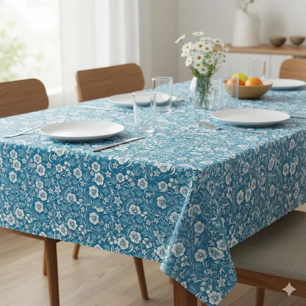 Agroha_Water_Proof_4&6_Seater_dinnging_Table_Cover/PVC_Dining_Table_Protector_�_Waterproof,_dustproof_&_Table_Cover_for_6_Seater_|_PVC_Table_Sheet_Size_54x78_inches_(Sky_Blue)
