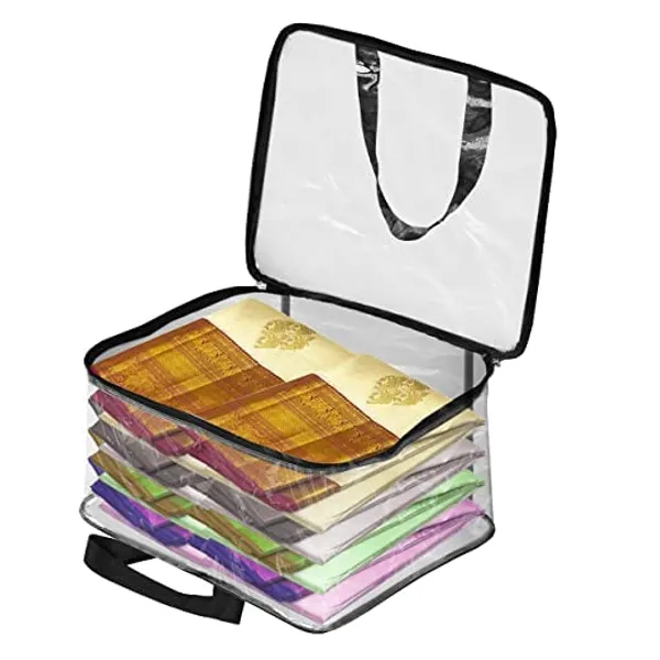 AGROHA_Multipurpose_Transparent_Storage_Bag_for_Clothes_PVC_Packing_Organizer_For_Sarees_Clothes/Storage_Organizer,_Wardrobe_organizer_for_clothes-_40x32x22_CM_(Pack_OF_1,_polyvinyl_chloride,_PVC)