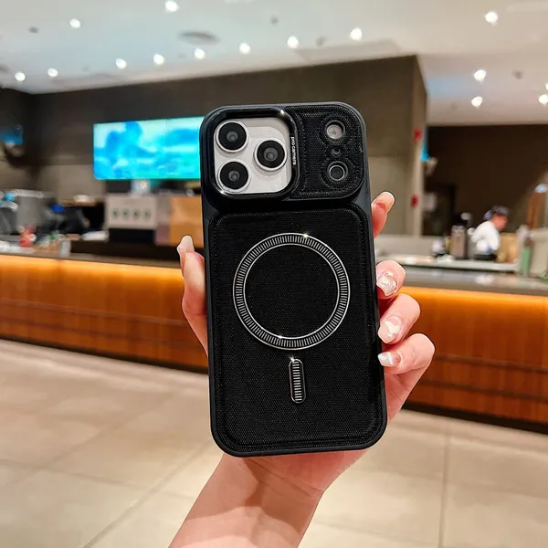Black_Artificial_Leather_Textured_Magsafe_Compatible_Phone_Case