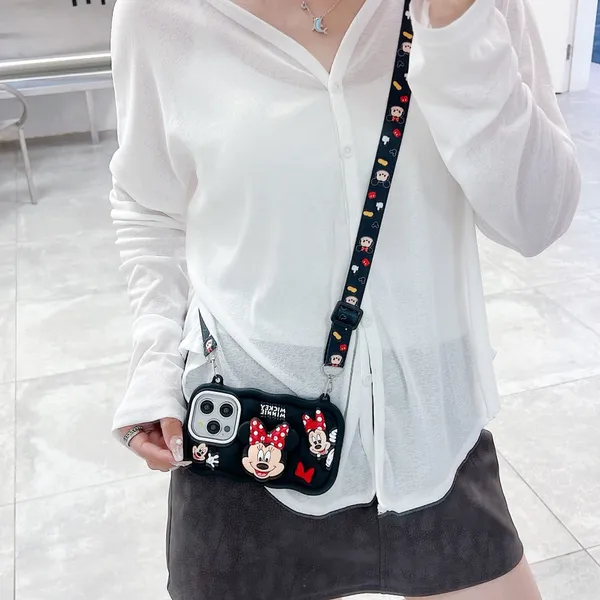 Multicolour_Silicone_Minnie_Mouse_Cartoon_Phone_Case_With_Strap