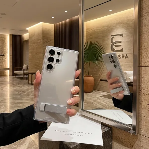 White_Tpu_Clear_Kickstand_Camera_Protection_Mobile_Phone_Case