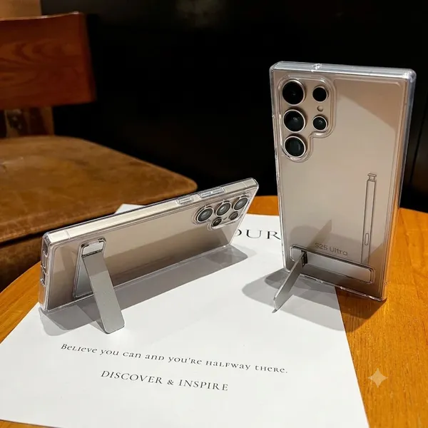 White_Tpu_Clear_Kickstand_Camera_Protection_Mobile_Phone_Case