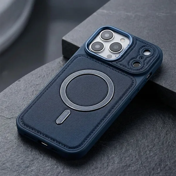Blue_Artificial_Leather_Textured_Magsafe_Compatible_Phone_Case