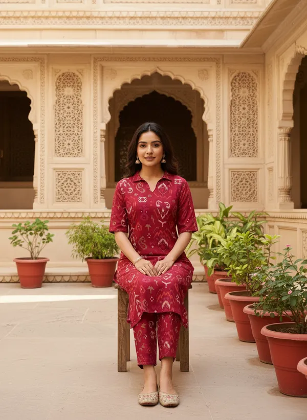 Women's_Khadi_Cotton_Co-Ord_Set_-Wine