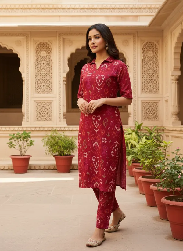 Women's_Khadi_Cotton_Co-Ord_Set_-Wine