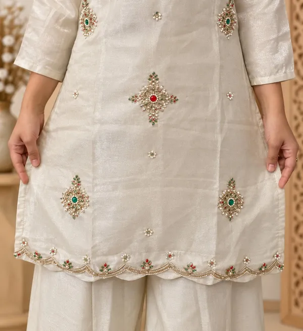 Inspiring_OffWhite_Glass_Silk_Palazzo_Suit_with_Pure_Viscose_Zari_Patta_Dupatta_For_Wedding