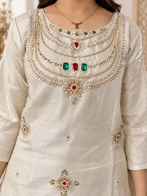 Inspiring_OffWhite_Glass_Silk_Palazzo_Suit_with_Pure_Viscose_Zari_Patta_Dupatta_For_Wedding