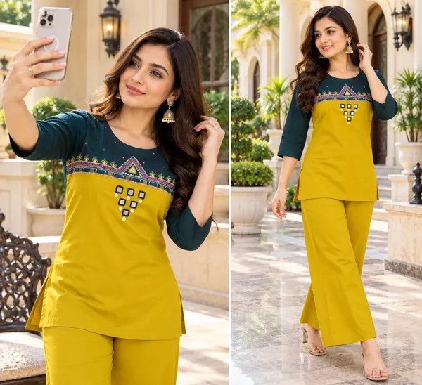 Dhabu_cotton_With_Mirror_hand_Embroidery_Work_Co-Ord_Set