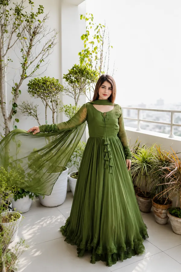 Green_Georgette_gown_And_Beautifully_Dupatta_With_Embroidery_Work_From_Women_Ethnic