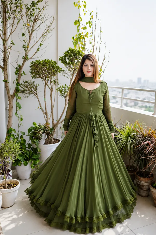 Green_Georgette_gown_And_Beautifully_Dupatta_With_Embroidery_Work_From_Women_Ethnic
