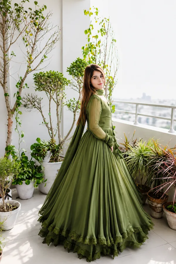 Green_Georgette_gown_And_Beautifully_Dupatta_With_Embroidery_Work_From_Women_Ethnic