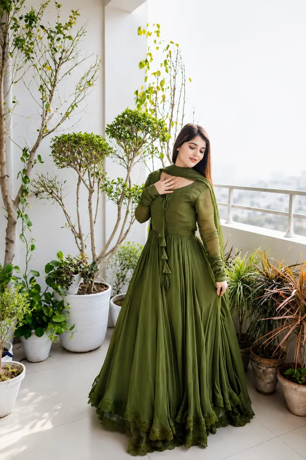 Green_Georgette_gown_And_Beautifully_Dupatta_With_Embroidery_Work_From_Women_Ethnic